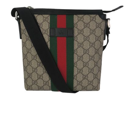 GG Supreme Messenger, &pound;610, Handbags, Beige, Canvas, Front view